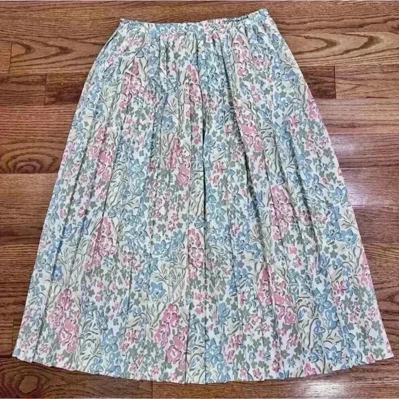 Vintage 1980s Floral Pattern Pleated Midi Skirt 14 Fairy Cottagecore *Fit Note - Picture 4 of 5
